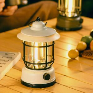 Vintage Dimmable LED Camping Lantern, Portable Hanging Retro Outdoor Lamp for Camping, Patio, Emergency Power Outage