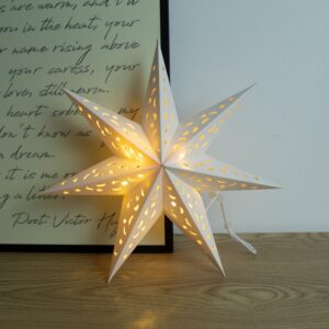 Welikeys 7-Pointed Paper Star Lantern, Hollow Out Hanging Lampshade, Christmas & Party Ceiling Decor