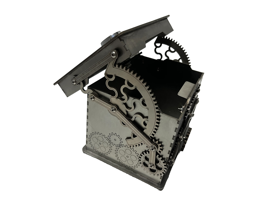 Welikeys Vintage Interlocking Gear Metal Safe Box, Handmade Mechanical Combination Lock Piggy Bank Jewelry Storage Ornament - Image 4