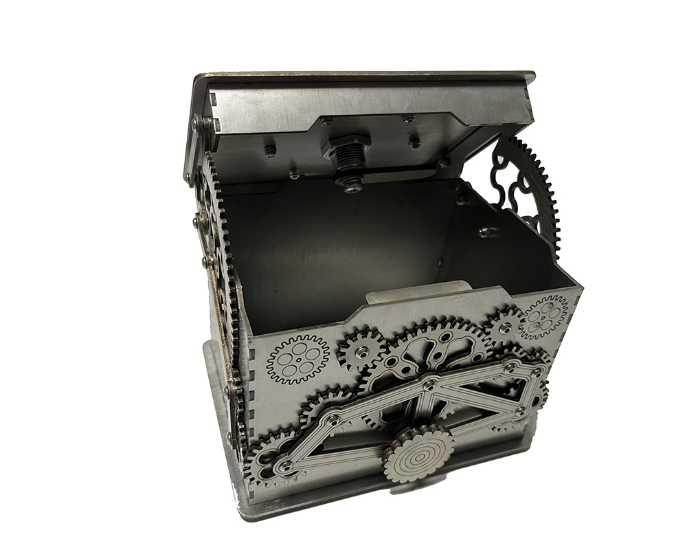 Welikeys Vintage Interlocking Gear Metal Safe Box, Handmade Mechanical Combination Lock Piggy Bank Jewelry Storage Ornament - Image 3